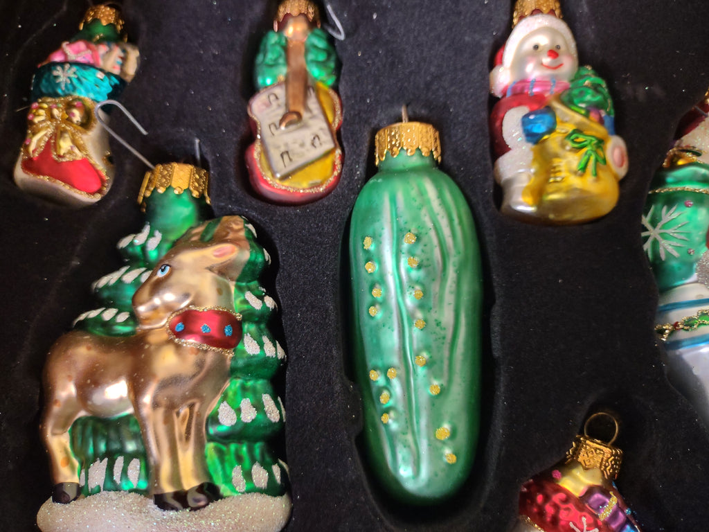 Holiday Lane 39pc Glass Christmas Ornament Set Wood Storage Box Macy's [8052n]