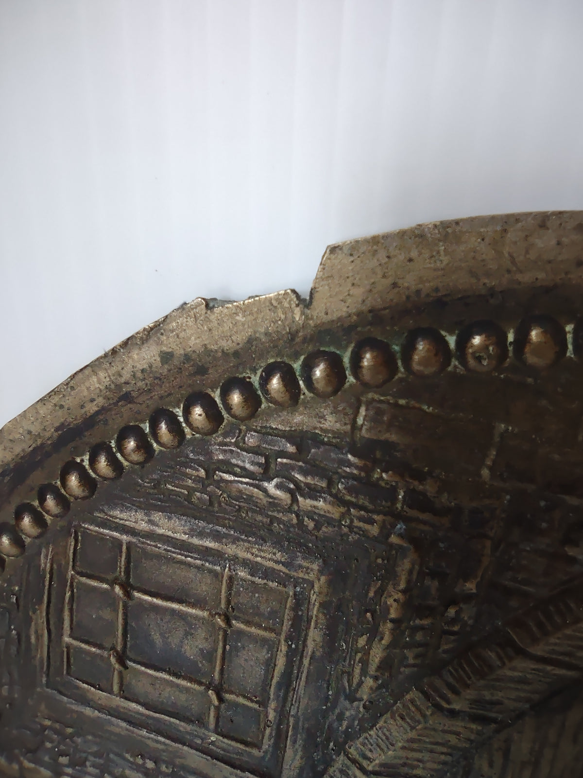 Vintage Bronze Tone Monk Friar Tankard Round Relief Wall Plaque [7435]