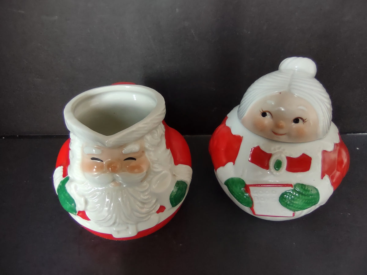 Vintage Avon 1983 Santa Mrs Claus Ceramic Creamer Sugar Bowl Set [7437]