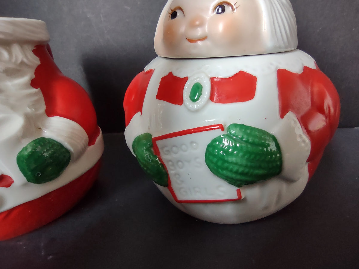 Vintage Avon 1983 Santa Mrs Claus Ceramic Creamer Sugar Bowl Set [7437]