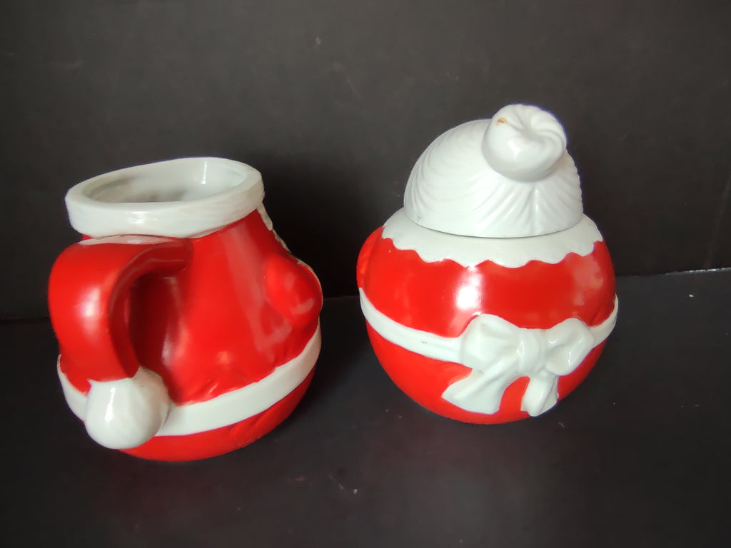 Vintage Avon 1983 Santa Mrs Claus Ceramic Creamer Sugar Bowl Set [7437]