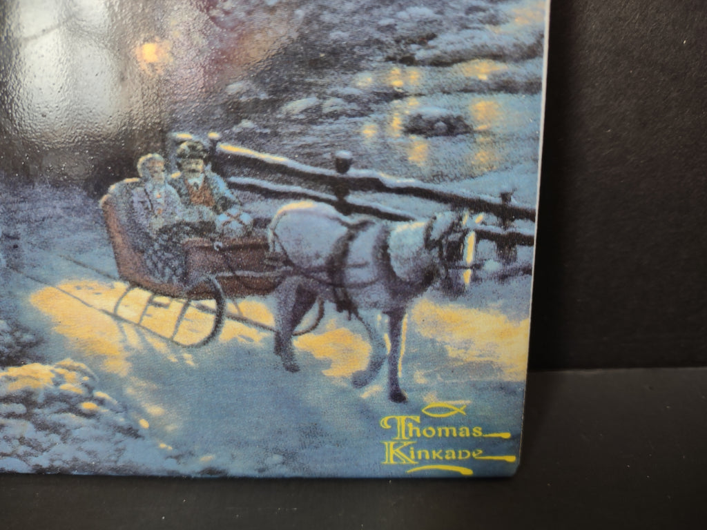 Vintage Thomas Kinkade Winter Evening Memories Ceramic Tile 2006 [7440]