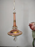 Vintage Pink & Gold Art Glass Hanging Finial Spinner Ornament 6" [8060n]