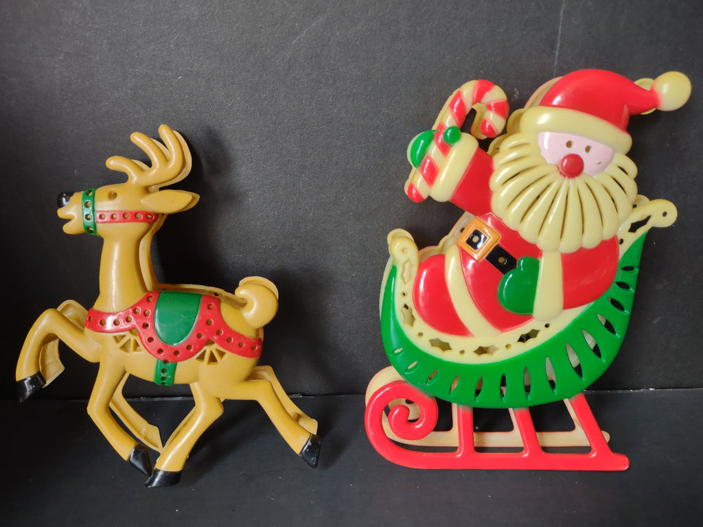 Vintage Santa & Reindeer 10pc Lawn Light Set 15 Ft Christmas [8062n]