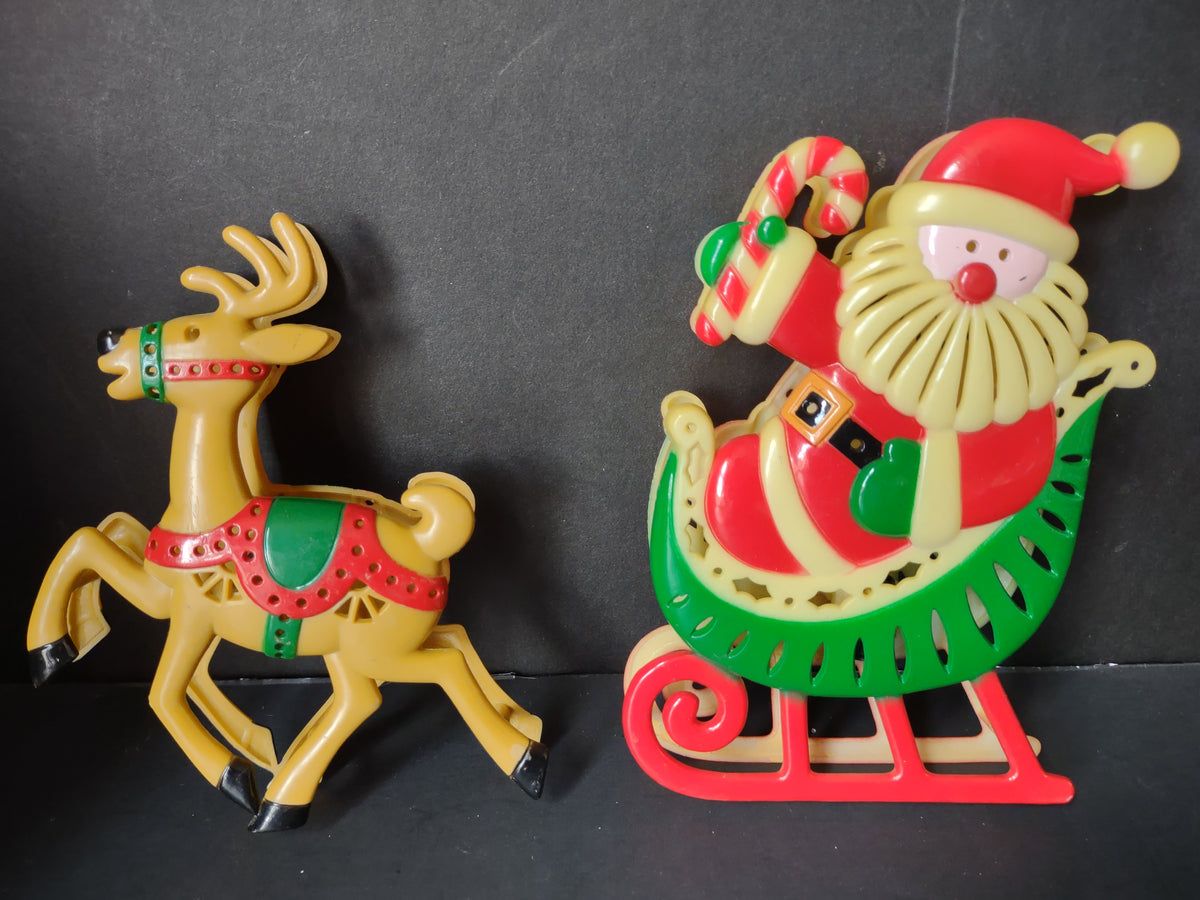 Vintage Santa & Reindeer 10pc Lawn Light Set 15 Ft Christmas [8062n]