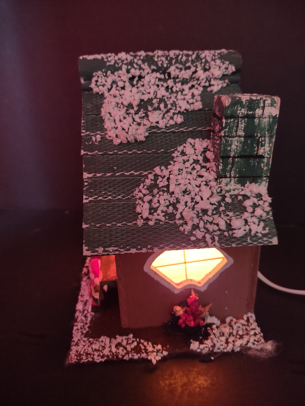 Vintage Lighted Wood Christmas Village House Santa Fireplace 9" [8061n]