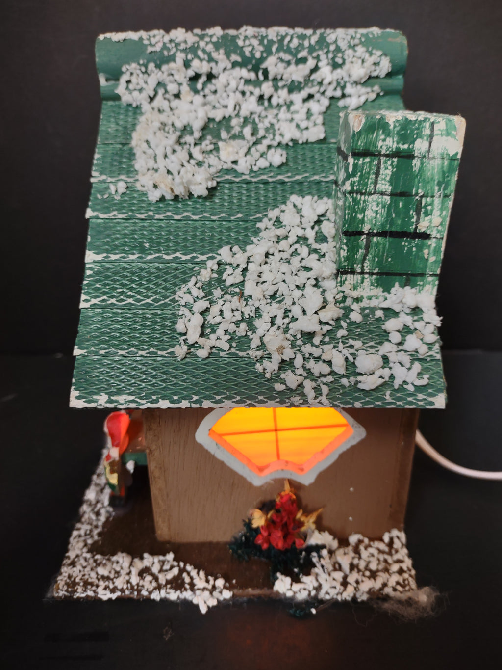 Vintage Lighted Wood Christmas Village House Santa Fireplace 9" [8061n]