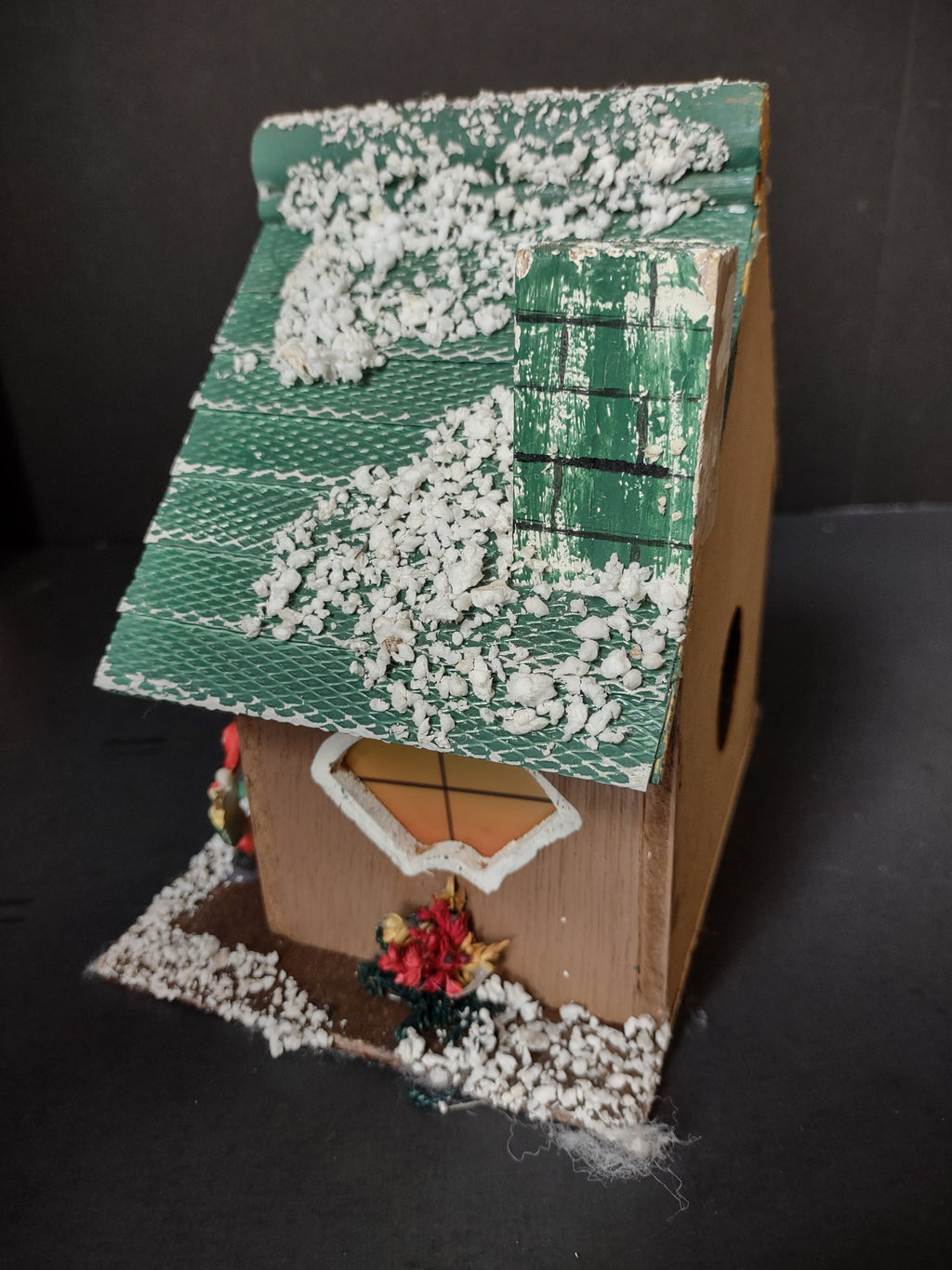 Vintage Lighted Wood Christmas Village House Santa Fireplace 9" [8061n]