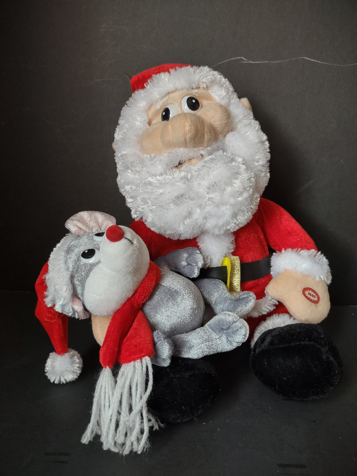 Vintage Hug & Luv Singing Santa & Mouse Plush Set Jolly Christmas [8063n]
