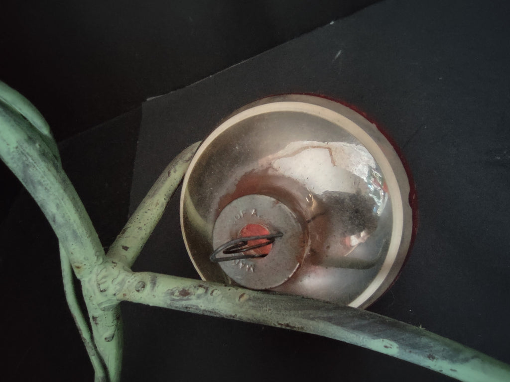 Vintage Red & Silver Christmas Ornament Made in US of A [8067]