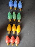 Vintage C9 Swirl Christmas Light Bulbs Blue Green Yellow Red set of 12[8070n]