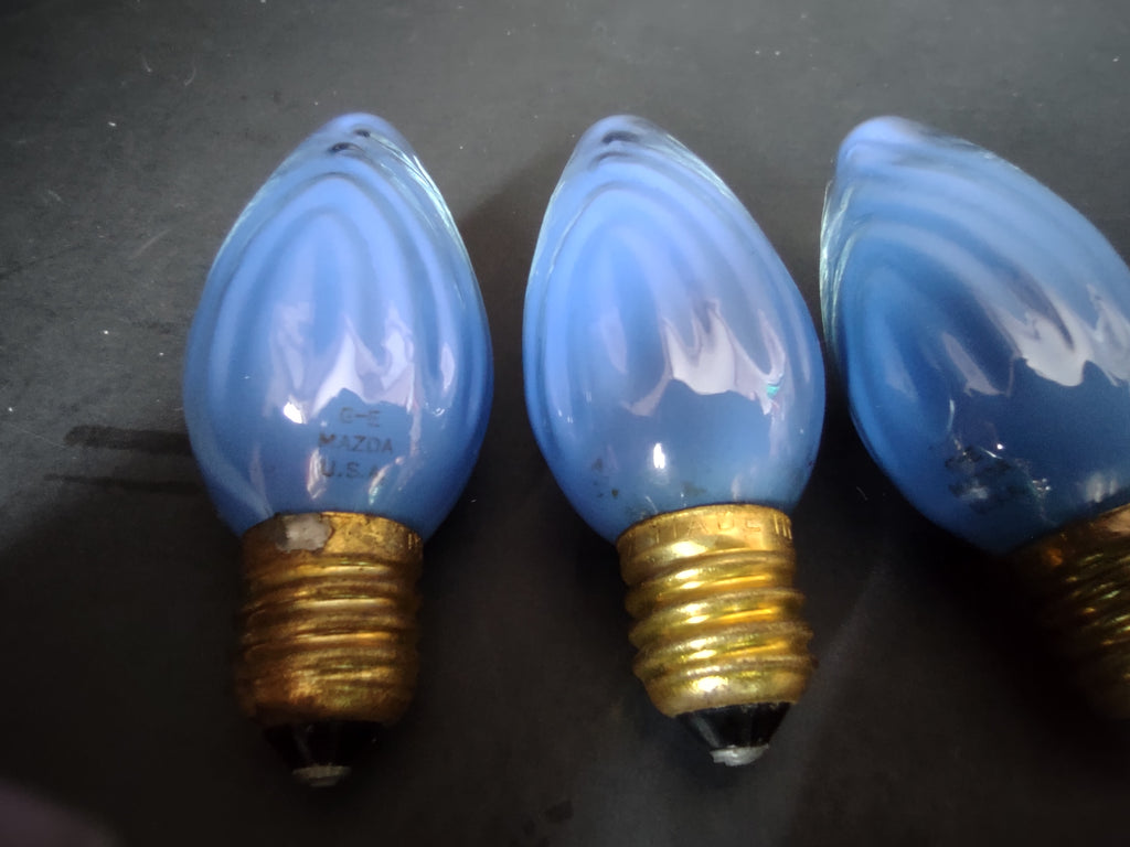 Vintage C9 Swirl Christmas Light Bulbs Blue Green Yellow Red set of 12[8070n]