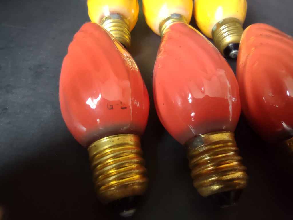 Vintage C9 Swirl Christmas Light Bulbs Blue Green Yellow Red set of 12[8070n]