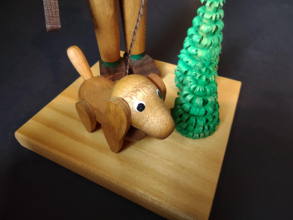 Vintage German Wooden Hunter Smoker Smoking Manikin Cone Incense Burner [8073n]