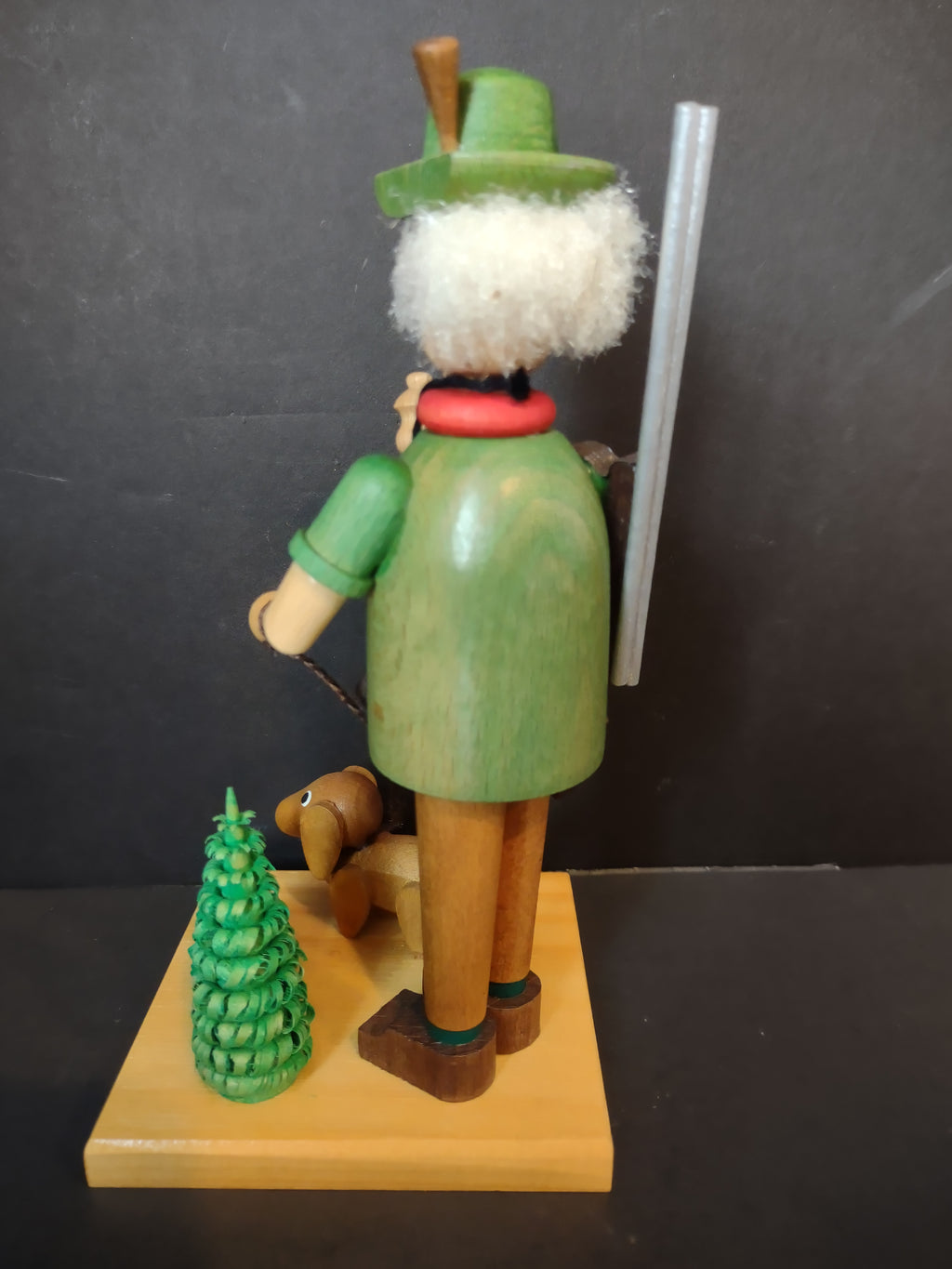 Vintage German Wooden Hunter Smoker Smoking Manikin Cone Incense Burner [8073n]