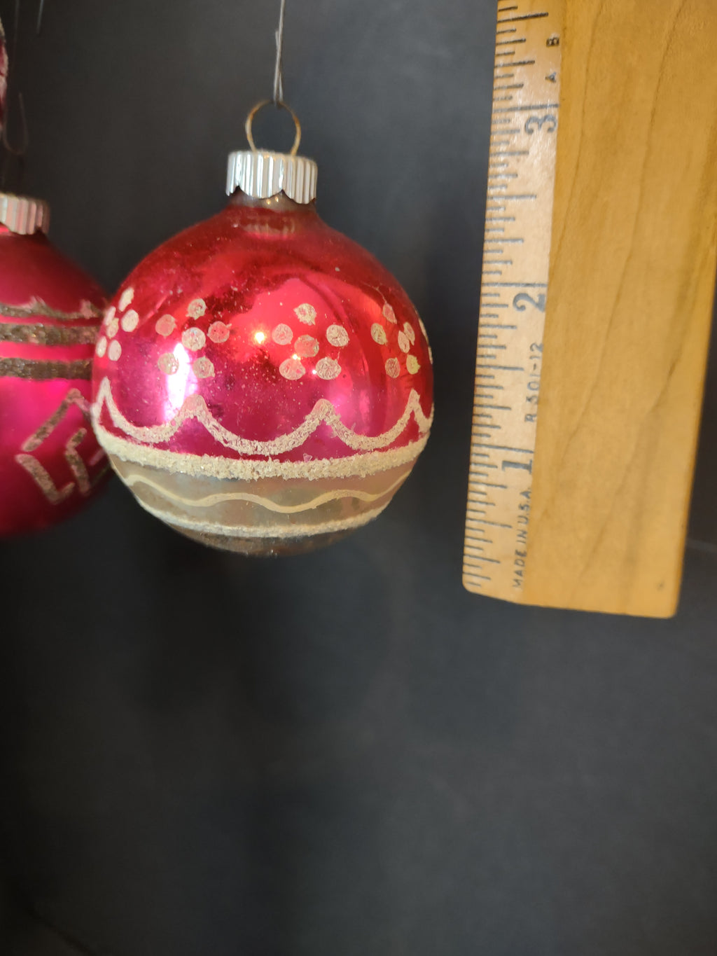 Vintage Shiny Brite Mica 2" Glass Christmas Ornaments Set of 5 [8076n]