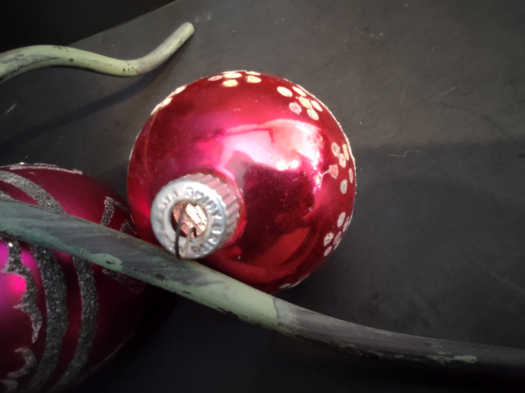 Vintage Shiny Brite Mica 2" Glass Christmas Ornaments Set of 5 [8076n]