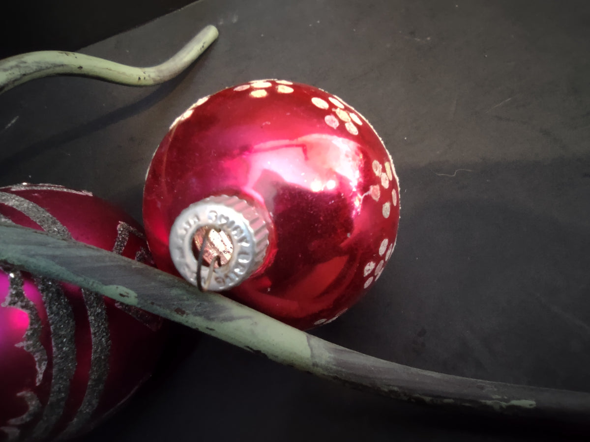 Vintage Shiny Brite Mica 2" Glass Christmas Ornaments Set of 5 [8076n]