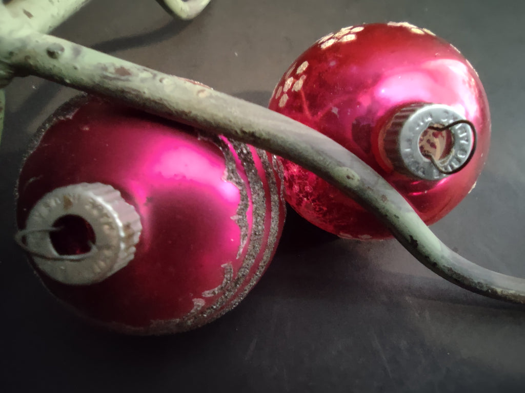 Vintage Shiny Brite Mica 2" Glass Christmas Ornaments Set of 5 [8076n]