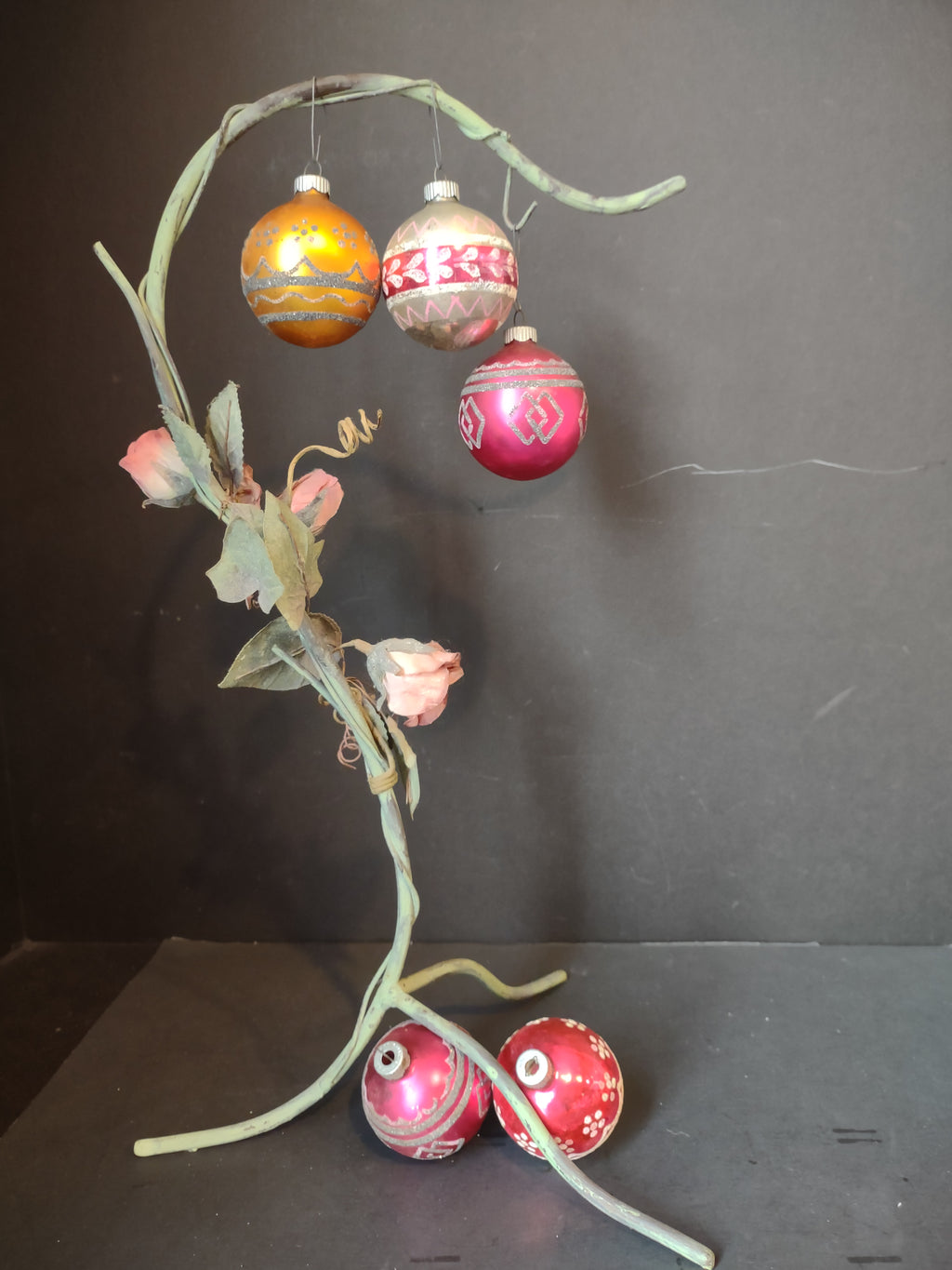 Vintage Shiny Brite Mica 2" Glass Christmas Ornaments Set of 5 [8076n]