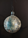 Vintage 2" Silver Glass Christmas Ornament Broken at Top [8079n]