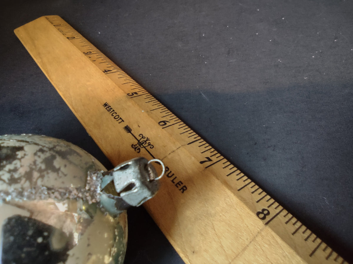 Vintage 2" Silver Glass Christmas Ornament Broken at Top [8079n]