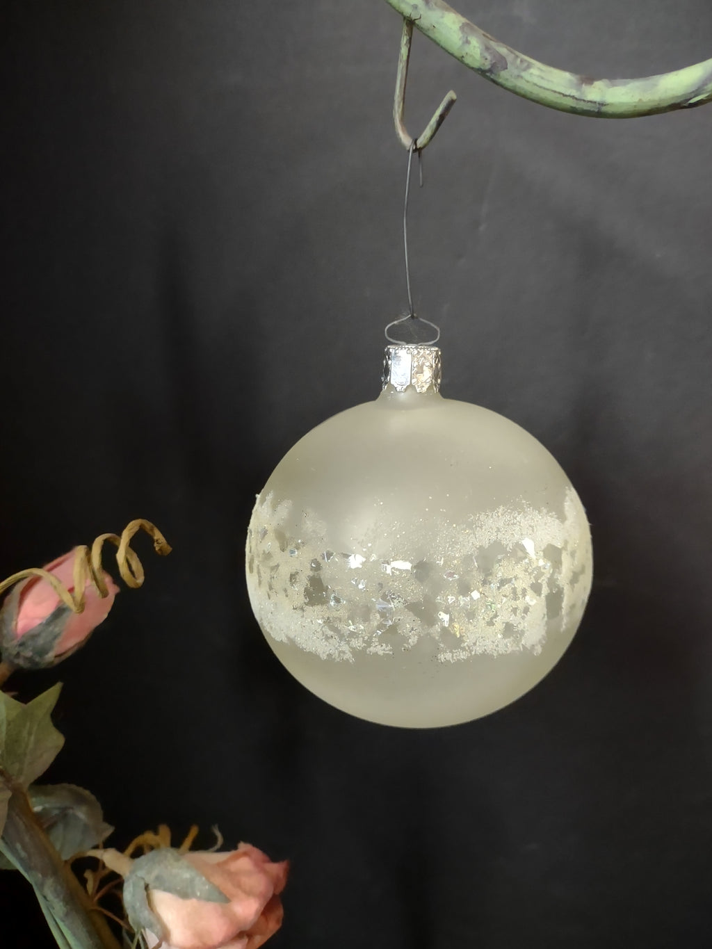 Vintage Christborn Christmas Ornament White Frosted West Germany 3 Inch [8083]