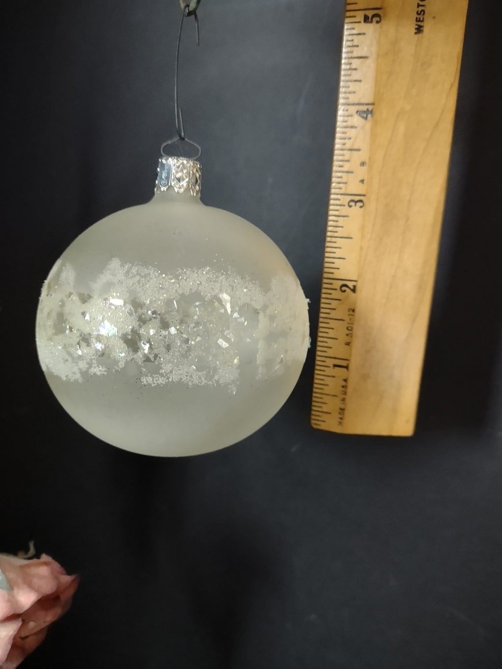 Vintage Christborn Christmas Ornament White Frosted West Germany 3 Inch [8083]