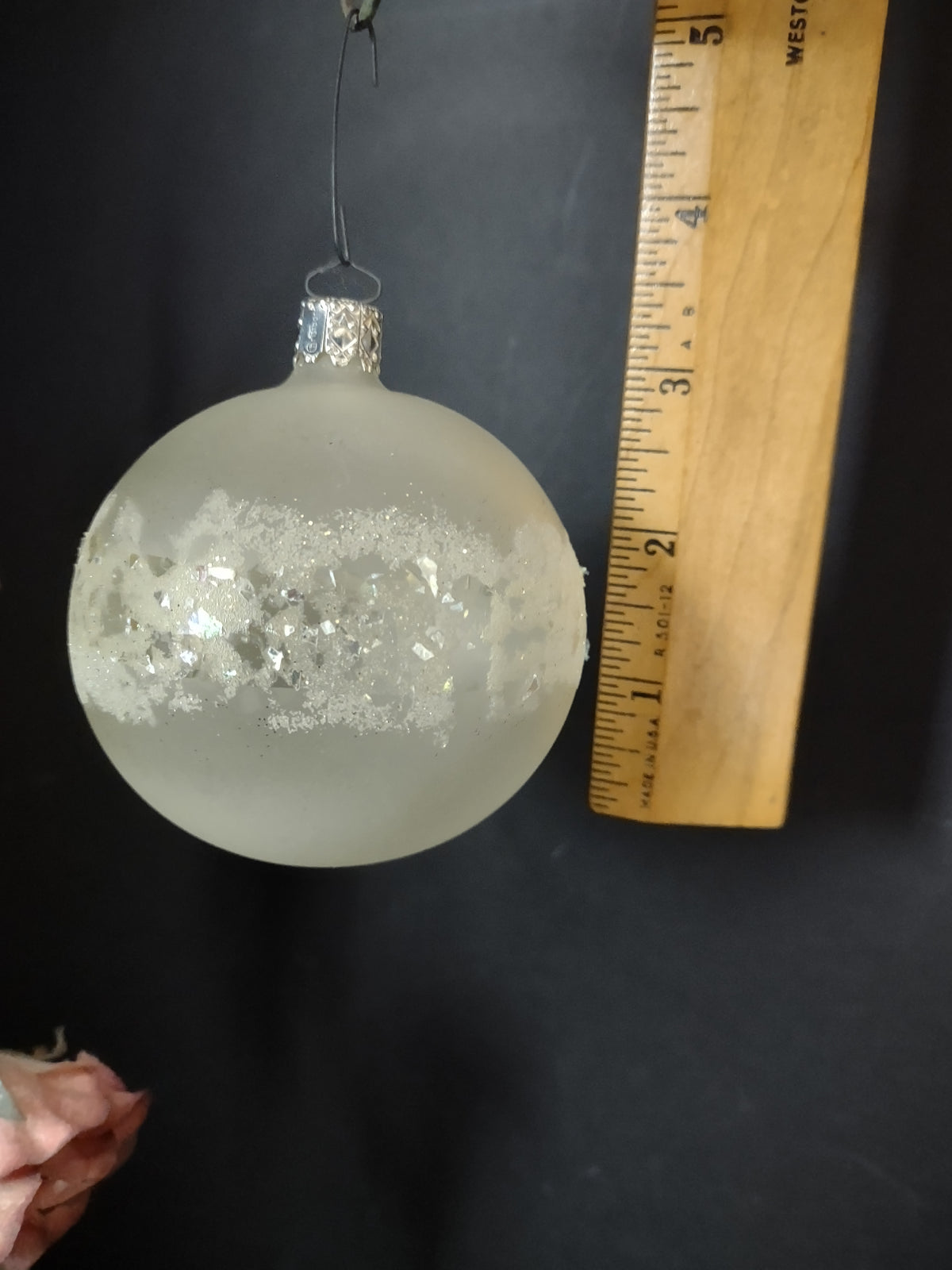 Vintage Christborn Christmas Ornament White Frosted West Germany 3 Inch [8083]