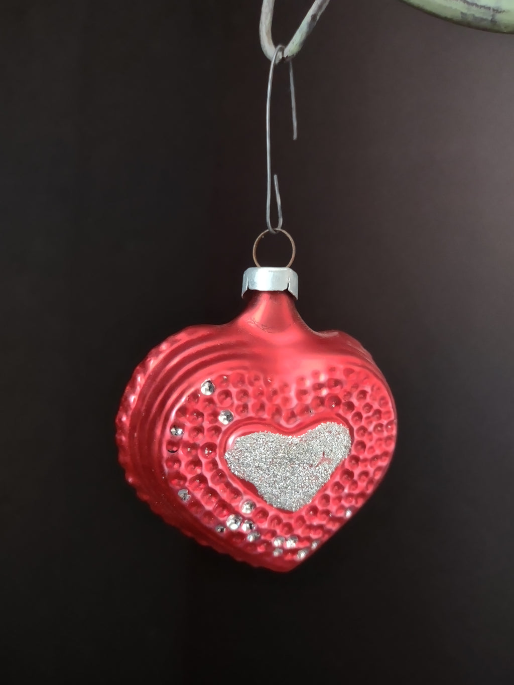 Vintage I.G. Collection West Germany Red Heart Christmas Ornament 2 Inch [8092]