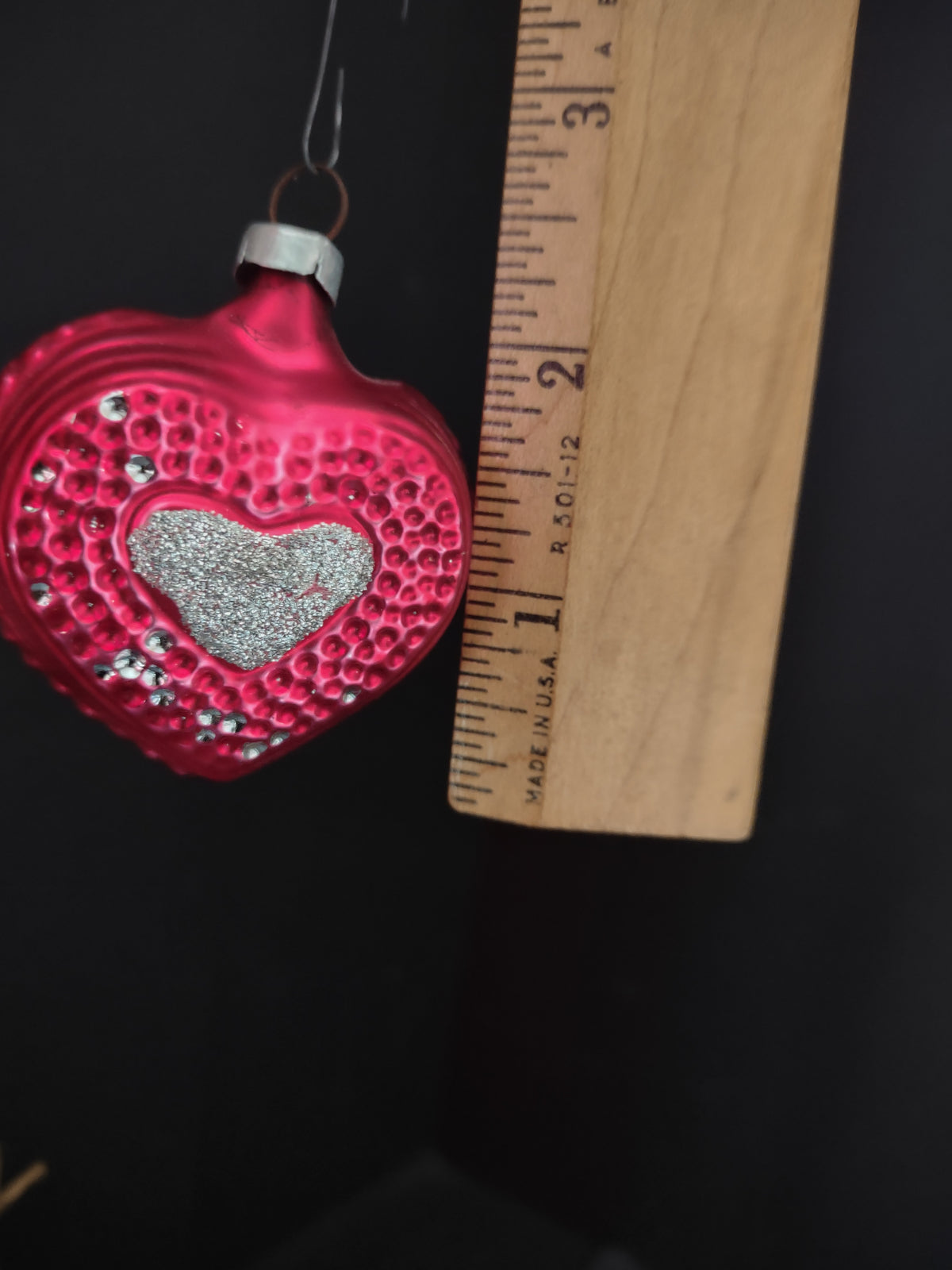 Vintage I.G. Collection West Germany Red Heart Christmas Ornament 2 Inch [8092]