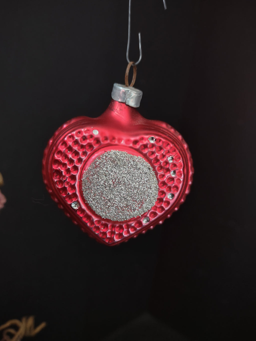 Vintage I.G. Collection West Germany Red Heart Christmas Ornament 2 Inch [8092]