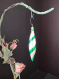 Vintage Columbia Christmas Ornament Green White Silver Gold Icicle 4 Inch [8094]