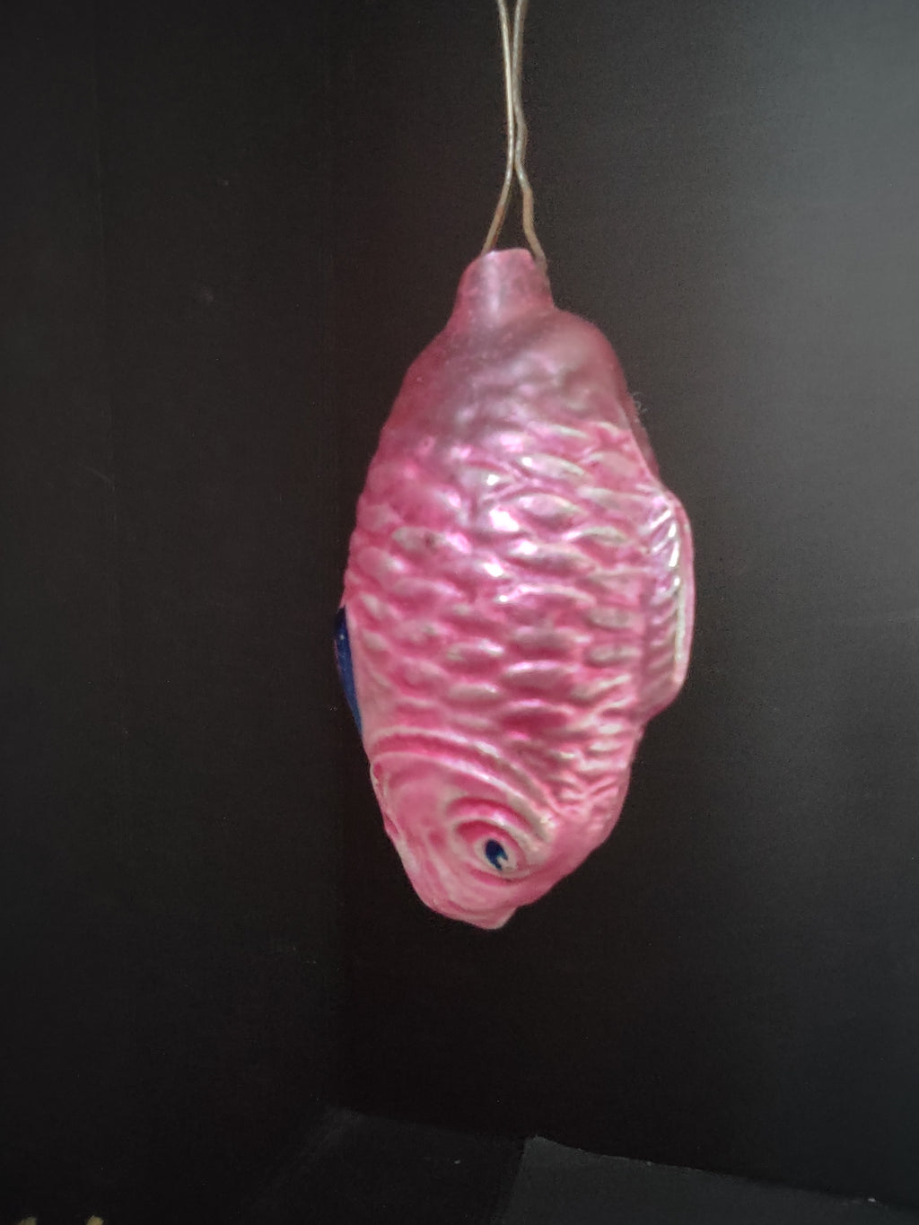 Vintage Pink Glass Christmas Ornament Ribbed Textured Imperfect [8095]