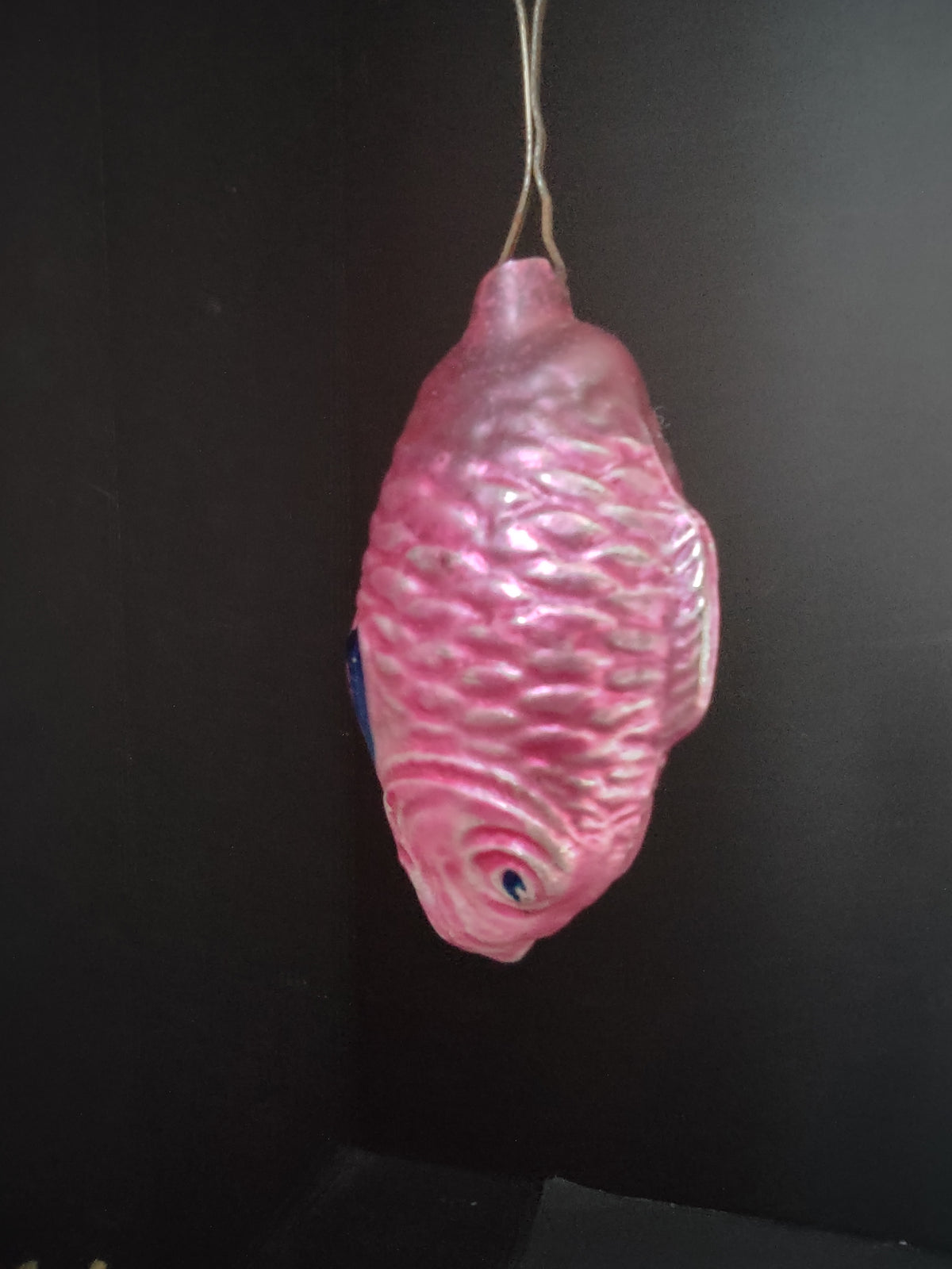 Vintage Pink Glass Christmas Ornament Ribbed Textured Imperfect [8095]