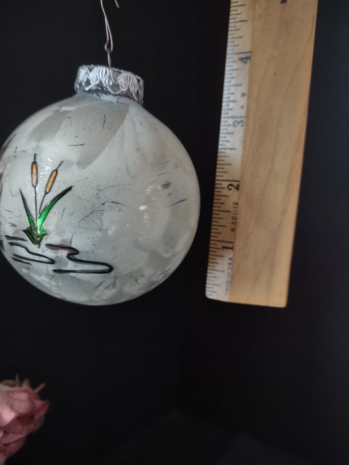 Vintage Austria Christmas Ornament Off-White Eagle Marsh Scene 3 Inch [8096]