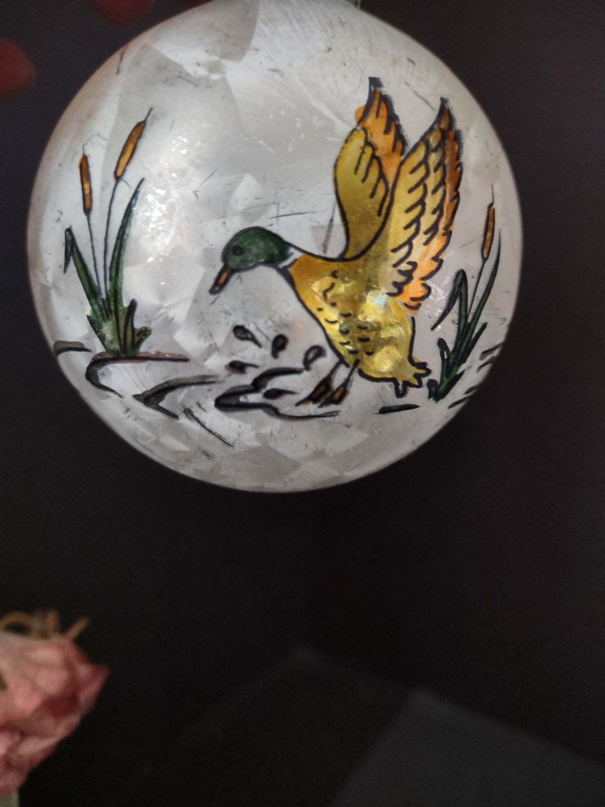 Vintage Austria Christmas Ornament Off-White Eagle Marsh Scene 3 Inch [8096]