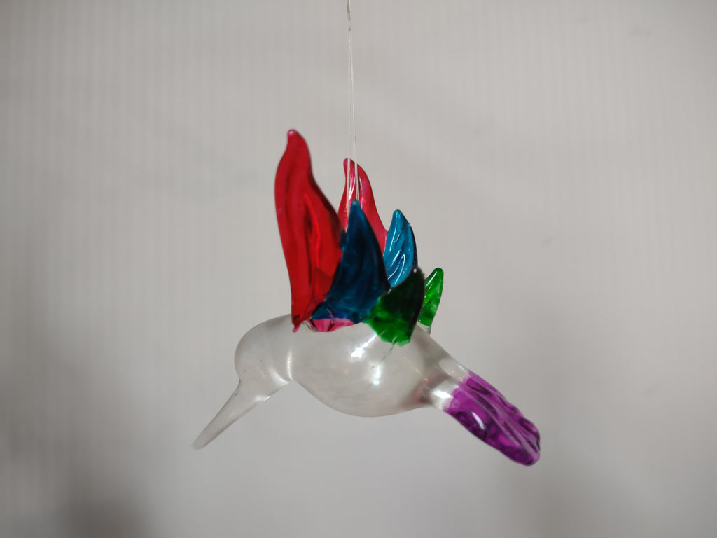 Vintage Glass Hummingbird Christmas Ornament Red Blue Green Pink Bird [8098]