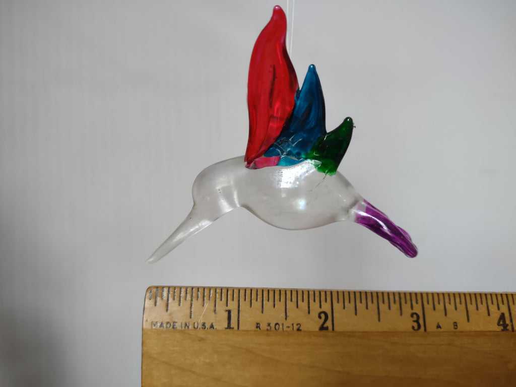 Vintage Glass Hummingbird Christmas Ornament Red Blue Green Pink Bird [8098]