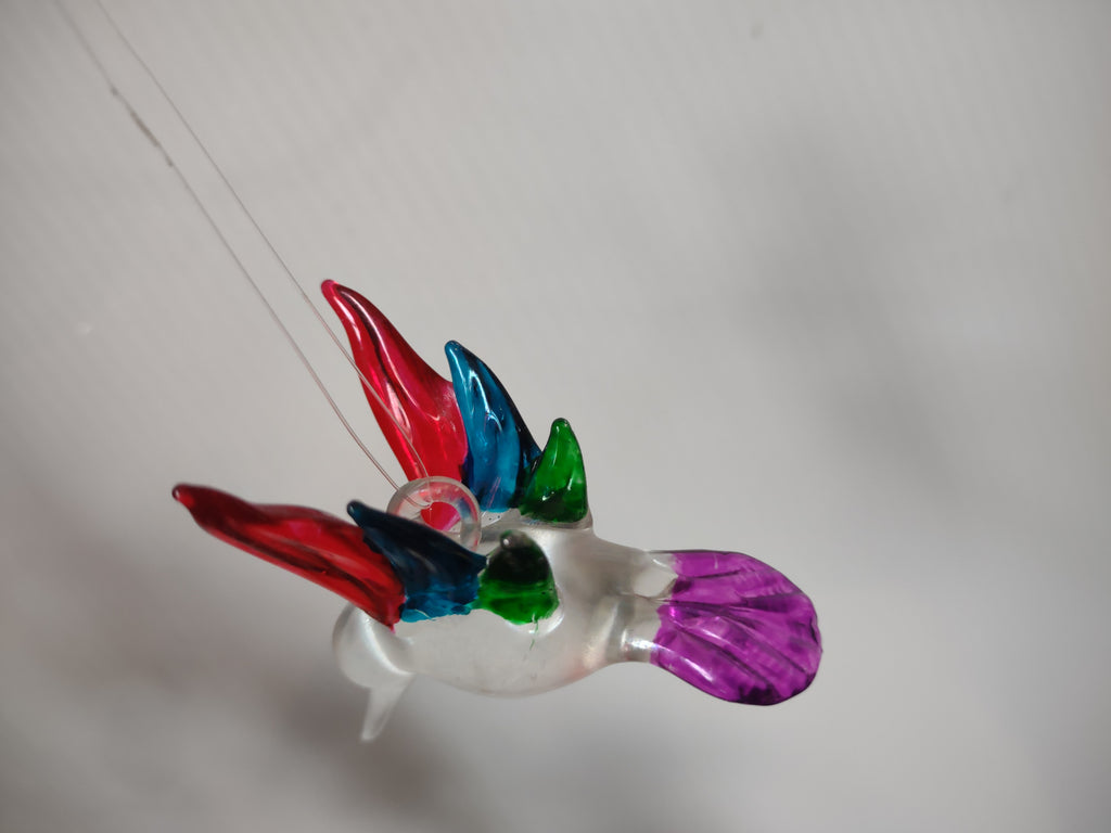 Vintage Glass Hummingbird Christmas Ornament Red Blue Green Pink Bird [8098]