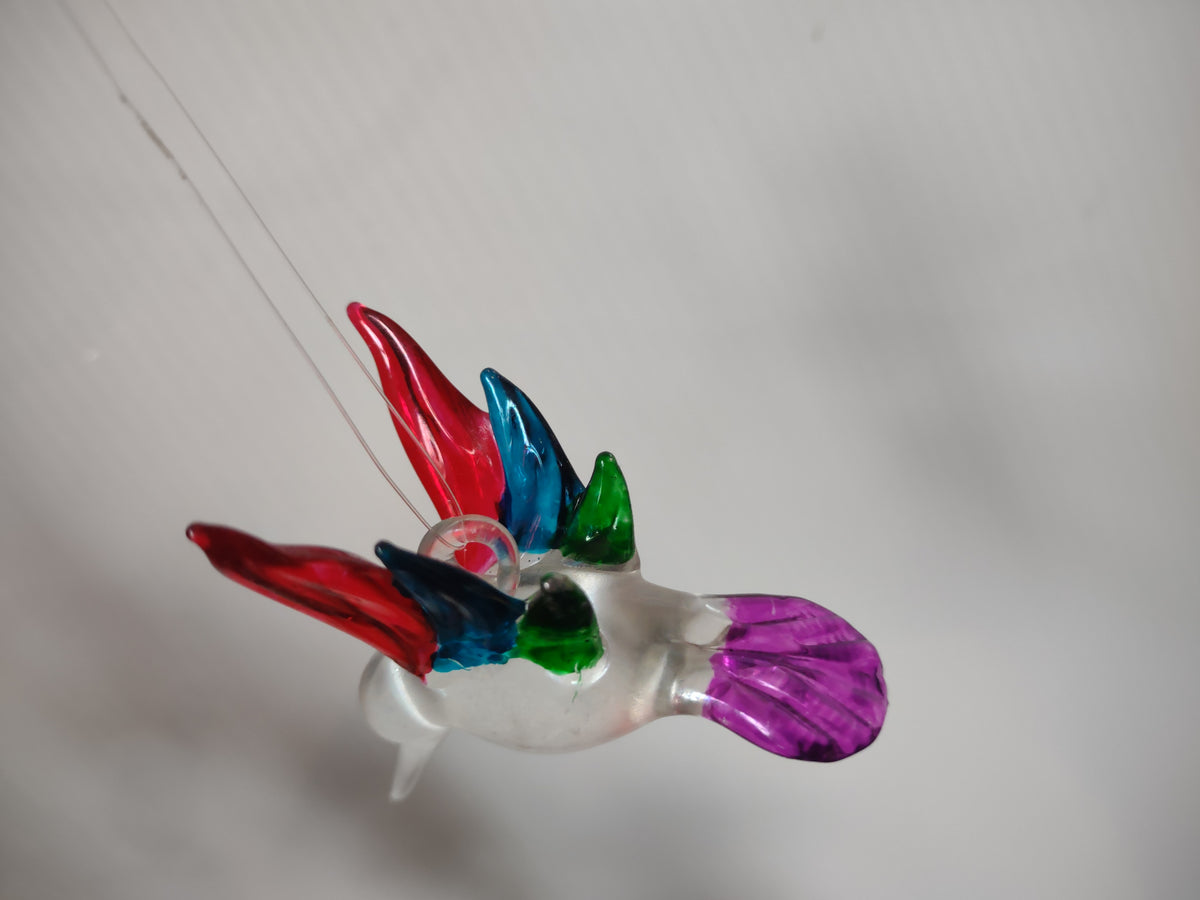 Vintage Glass Hummingbird Christmas Ornament Red Blue Green Pink Bird [8098]