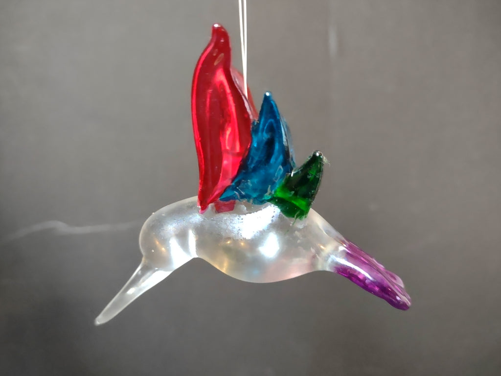 Vintage Glass Hummingbird Christmas Ornament Red Blue Green Pink Bird [8098]