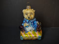 Vintage Spode Teddy Bear Christmas Ornament Blue Jacket 4 Inch IMPERFECT [8100]