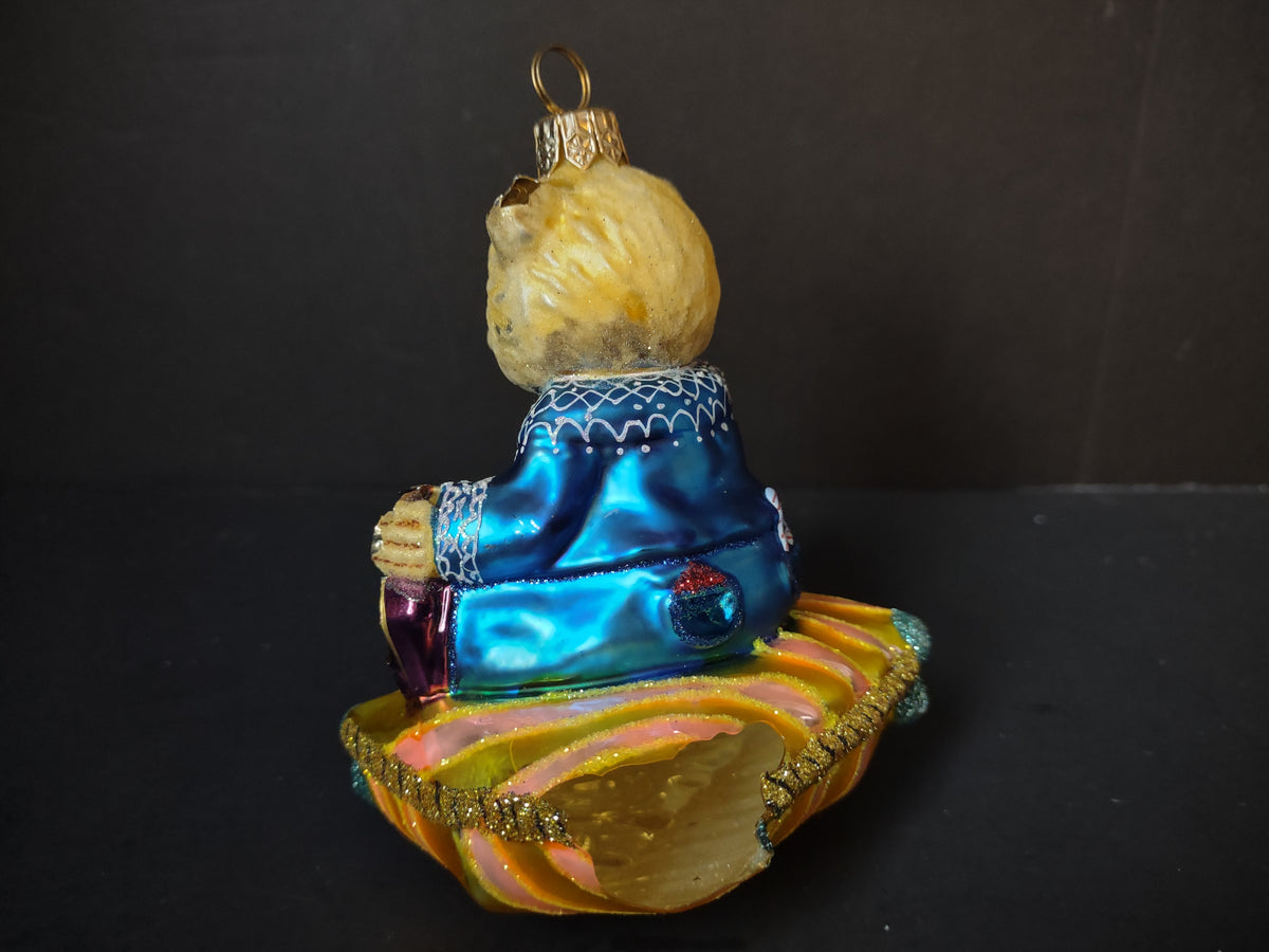Vintage Spode Teddy Bear Christmas Ornament Blue Jacket 4 Inch IMPERFECT [8100]