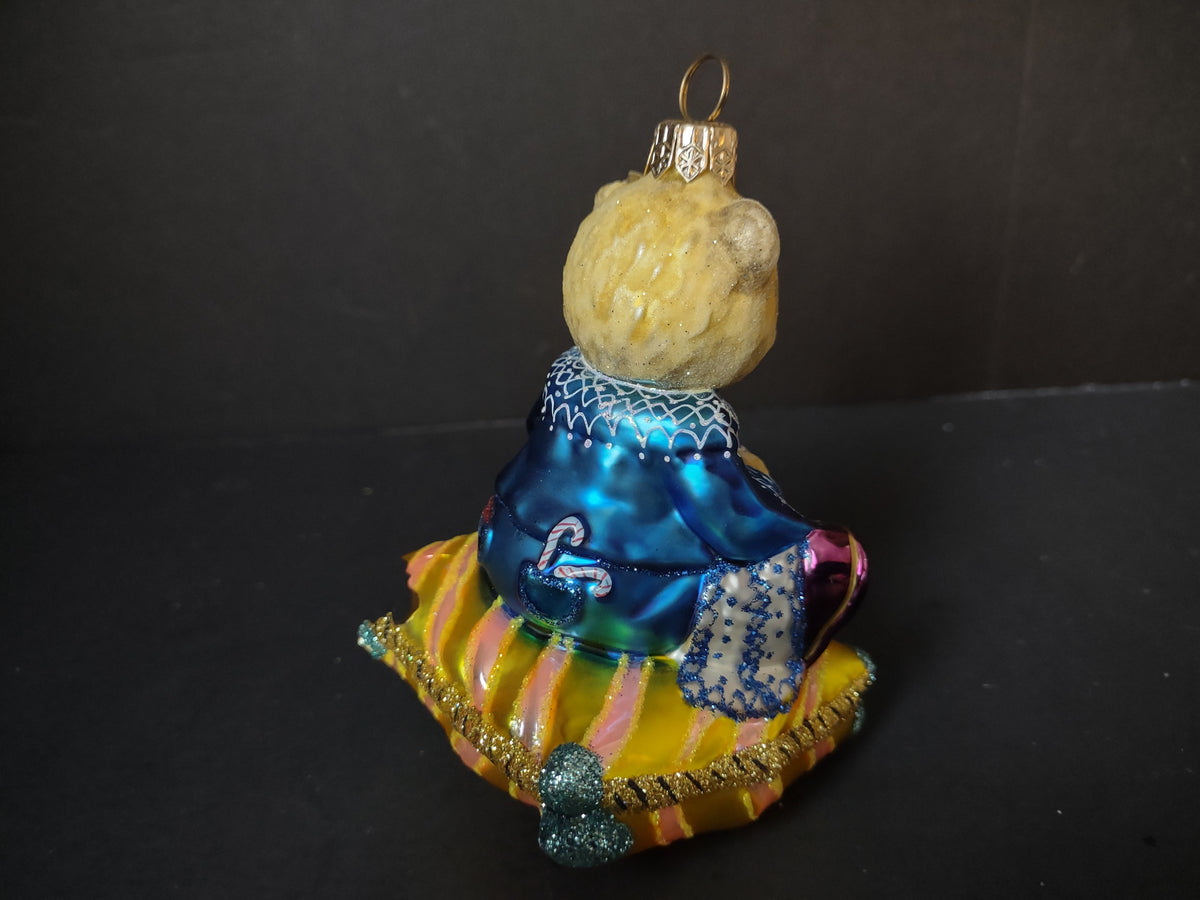 Vintage Spode Teddy Bear Christmas Ornament Blue Jacket 4 Inch IMPERFECT [8100]