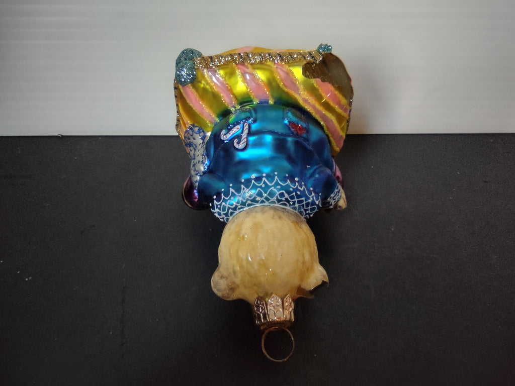 Vintage Spode Teddy Bear Christmas Ornament Blue Jacket 4 Inch IMPERFECT [8100]