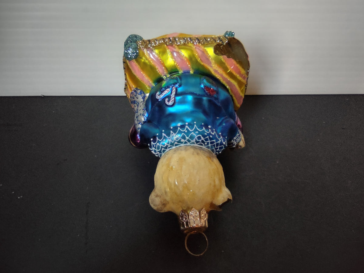 Vintage Spode Teddy Bear Christmas Ornament Blue Jacket 4 Inch IMPERFECT [8100]