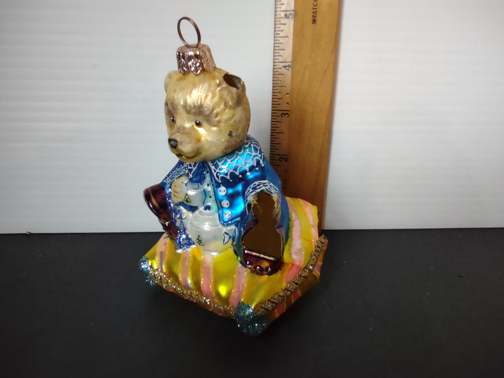 Vintage Spode Teddy Bear Christmas Ornament Blue Jacket 4 Inch IMPERFECT [8100]
