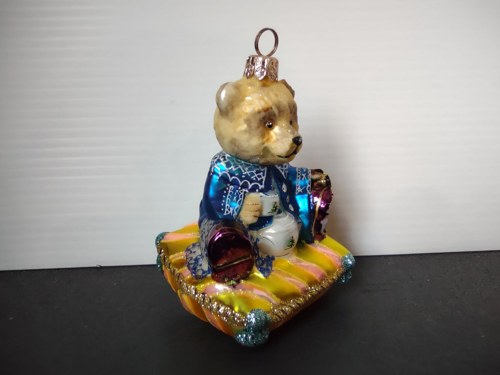 Vintage Spode Teddy Bear Christmas Ornament Blue Jacket 4 Inch IMPERFECT [8100]
