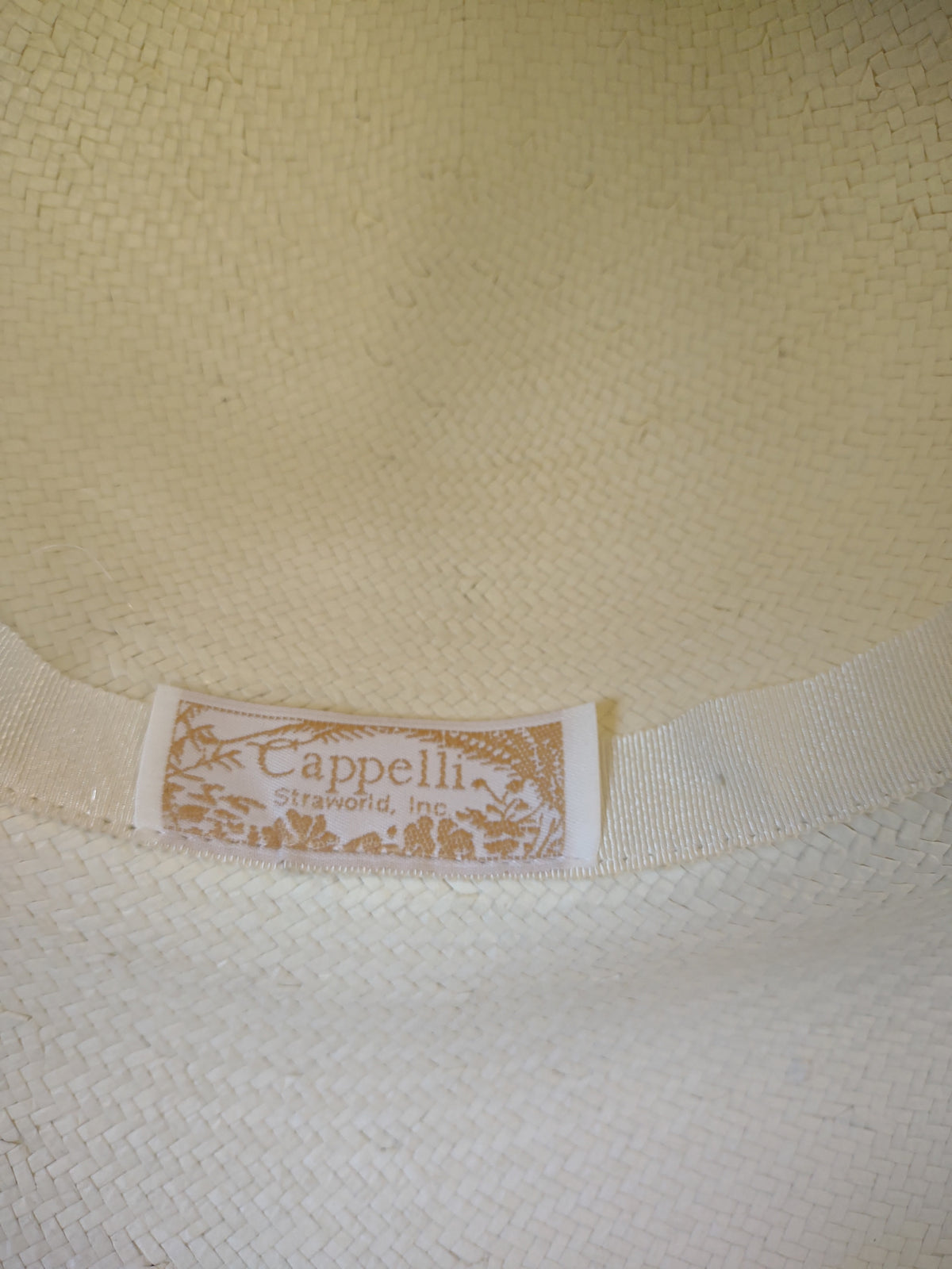 Vintage Cappelli Off-White Wide Brim Floral Sun Hat Cream Flowers [8116n]